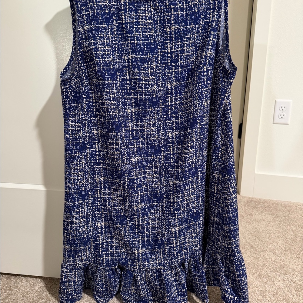 SHEIN Navy and White Tweed Mini Dress